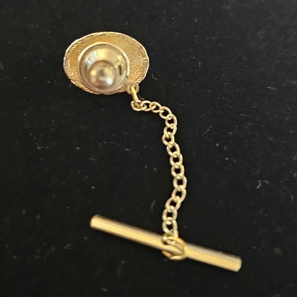 Vintage Green Jade &‎ Gold Toned Tie Scarf Pin
